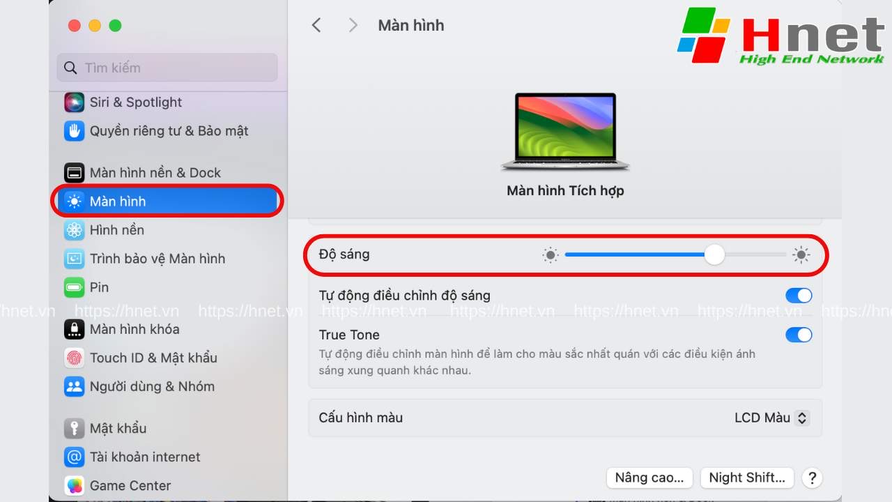 Cách giảm độ sáng màn hình MacBook trong cài đặt