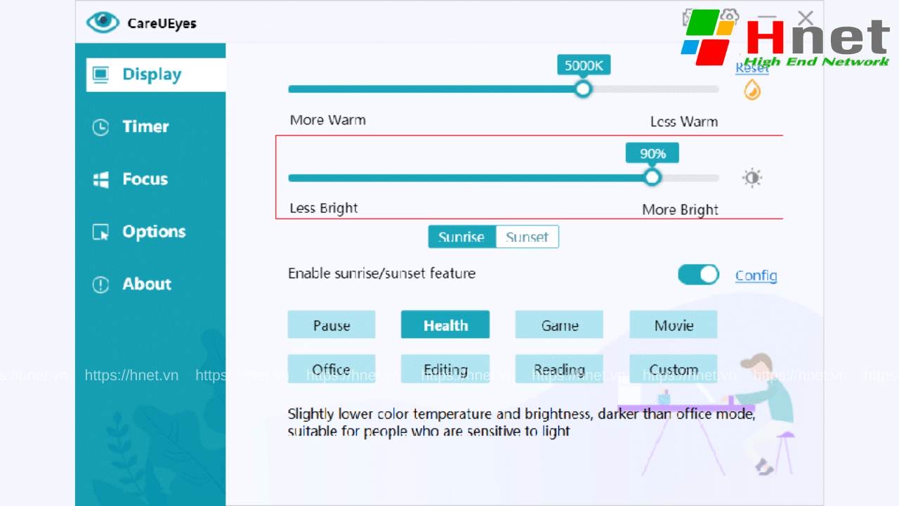 CareUEyes phần mềm tăng độ sáng màn hình laptop