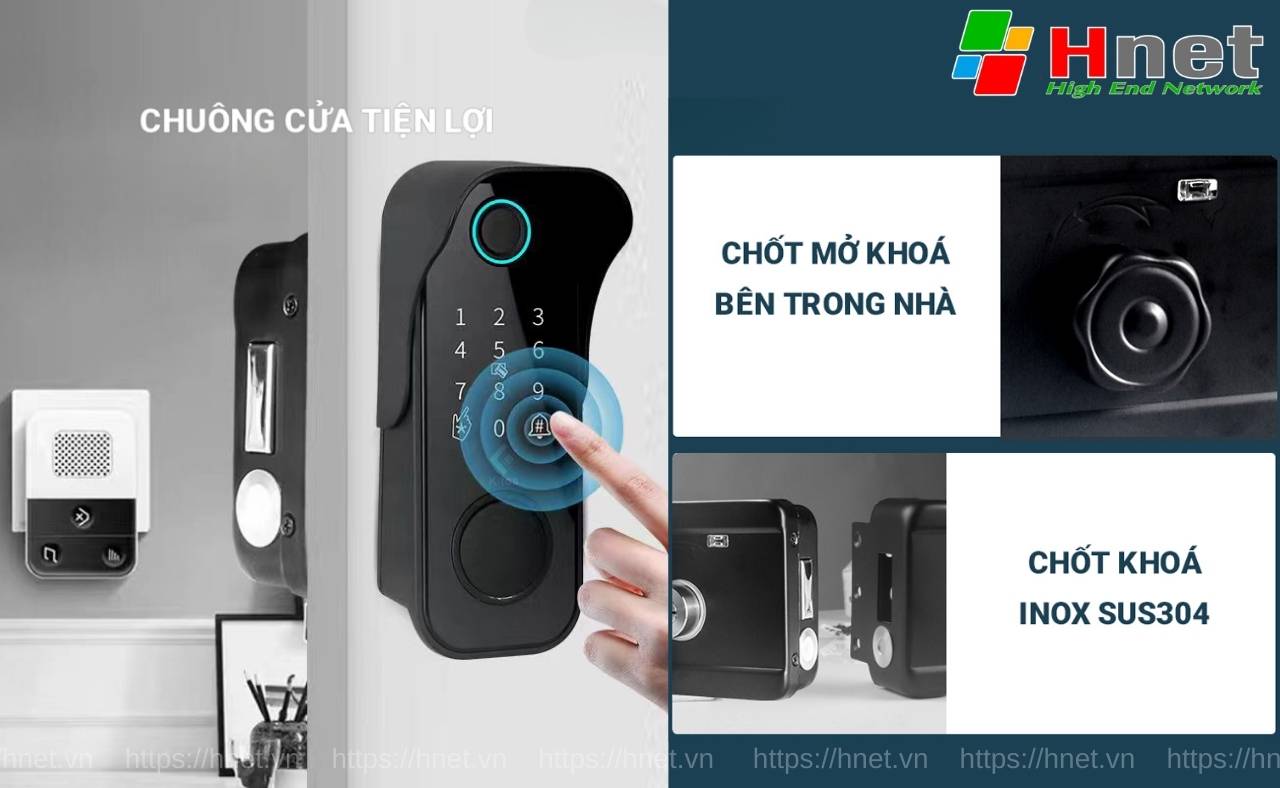 Khoá Kitos KT DL03 Pro tích hợp chuông cửa và khoá chốt bên trong