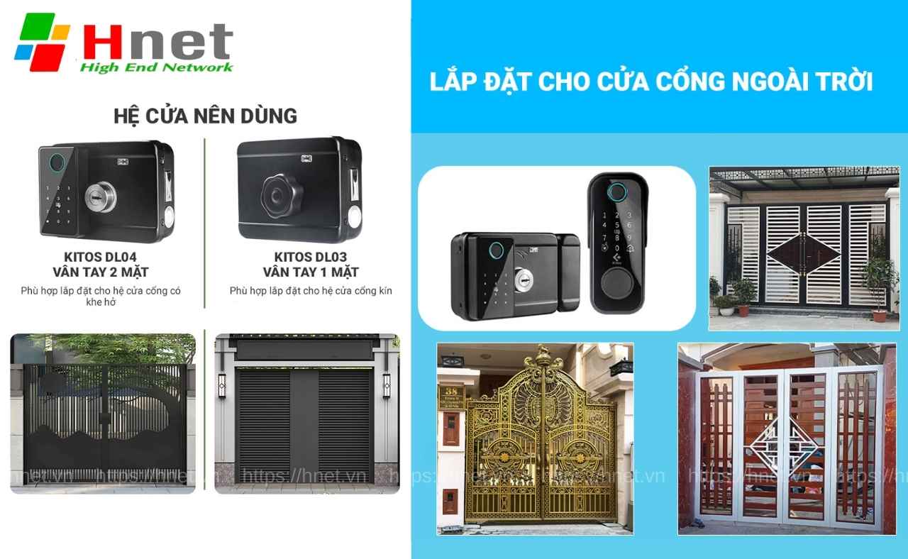 Khoá thông minh Kitos phù hợp lắp đặt cho nhiều hệ cửa cổng