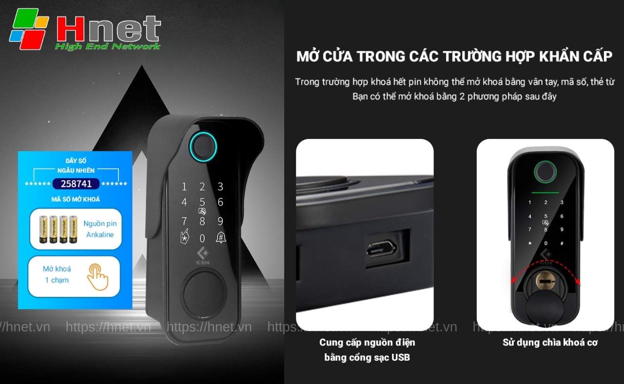 Trang bị pin với các phương thức hỗ trợ mở khoá DL04 trong trường hợp khẩn cấp